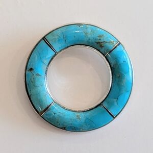 Vintage Signed DTR China 925 Turquoise Gemstone Circle Designer Jay King Pendant